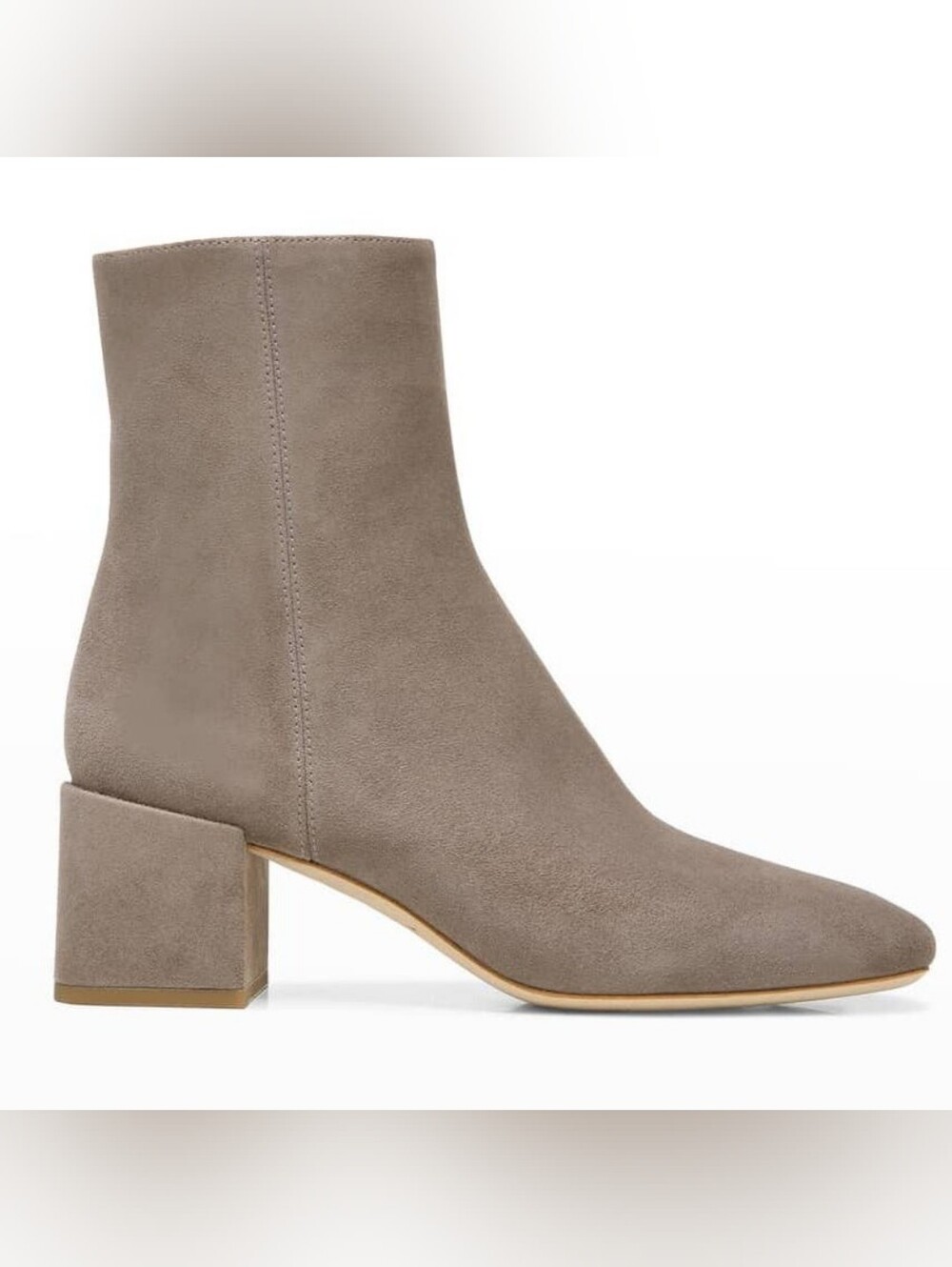 Vince Kaye Suede Ankle Booties, Block Heel, Square Toe In Light Woodsmoke Size 7